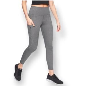 Athleta Up For Anything 7/8 Tights SIZE M Heather Gray Yoga Pant Zipper Pocket